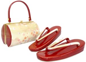 浅草レンタル着物桜色和バック赤色草履