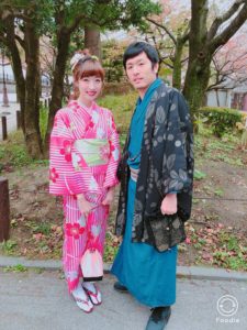 浅草レンタル着物小梅 浅草観光 カップル 男性着物