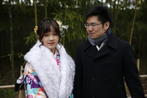 東京成人式振袖レンタル、彼氏とツーショット