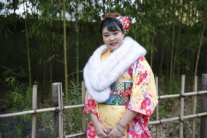 振袖ファー、ヘアアレンジ